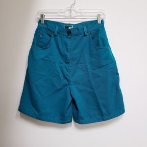 Y2K Center Aisle teal lightweight denim highwaist mom shorts 26 in waist